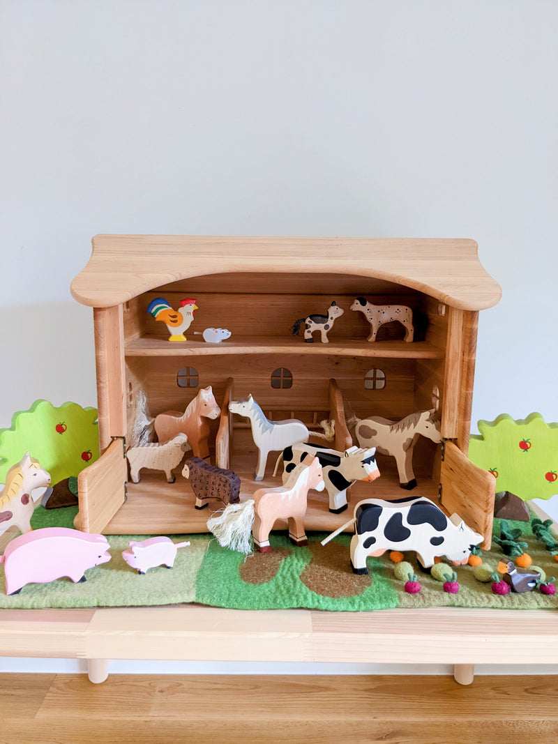 Drewart Farm Barn House Cow Shed with Natural Roof 3yrs+ Farm Animal Wooden Toys (Furniture Shipping)