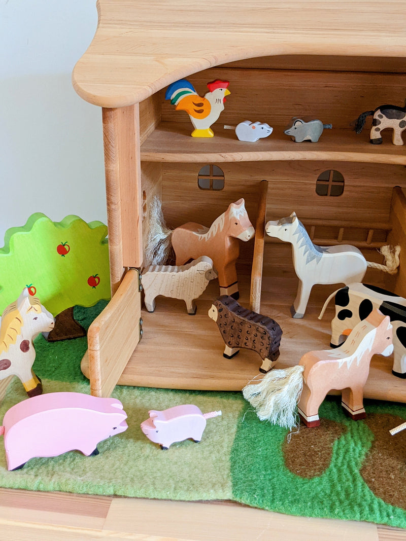 Drewart Farm Barn House Cow Shed with Natural Roof 3yrs+ Farm Animal Wooden Toys (Furniture Shipping)