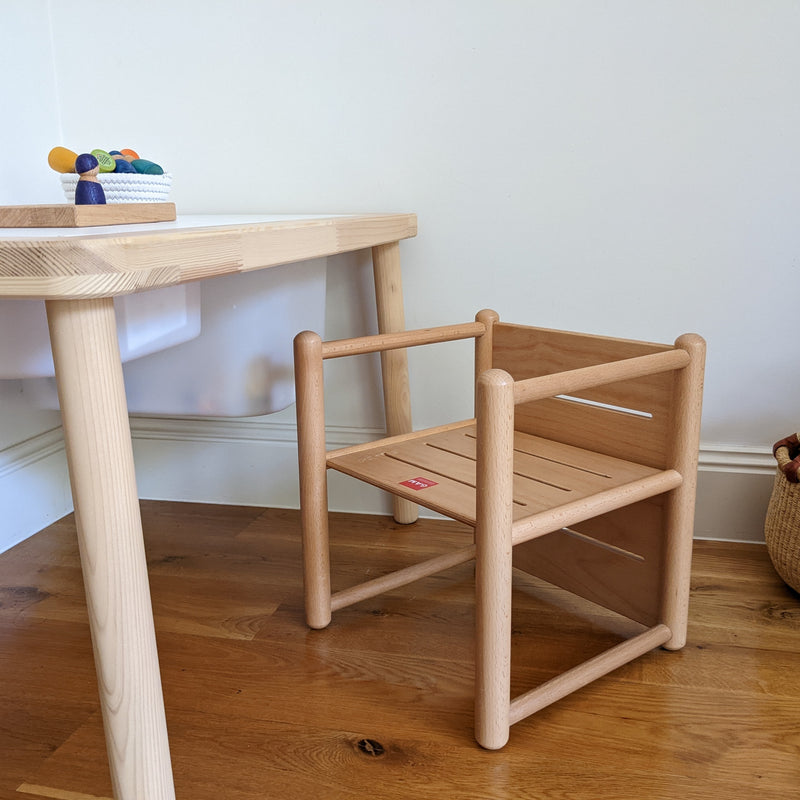Montessori Weaning Chair 3 in 1 Wooden Cube by Gonzagarredi Montessori Italian Toddler Chair (Bulky Shipping)