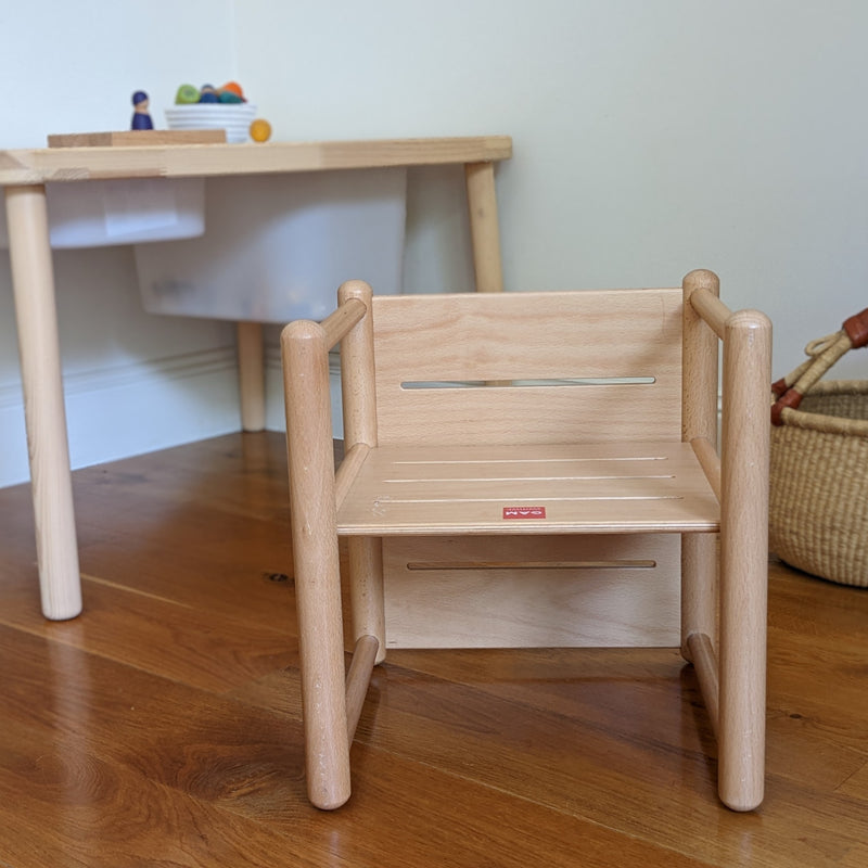 Montessori Weaning Chair 3 in 1 Wooden Cube by Gonzagarredi Montessori Italian Toddler Chair (Bulky Shipping)