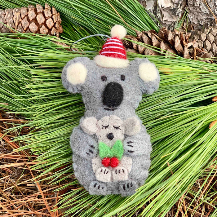 Pashom Felt Christmas Koala With Baby Christmas Tree Decoration Australian Animals