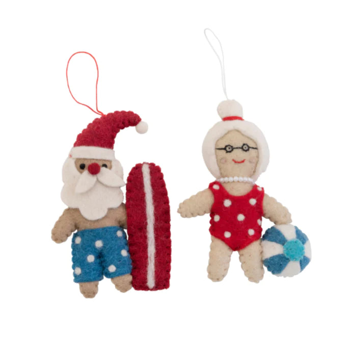 Pashom Felt Christmas Beach Santa And Mrs Claus