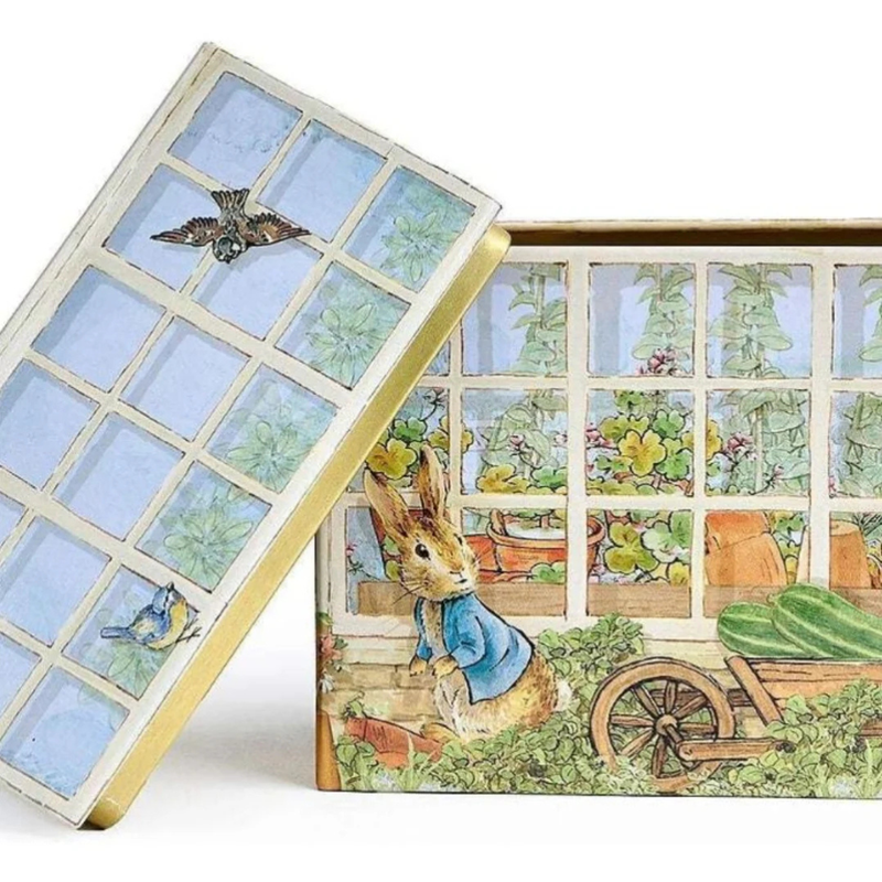 Petter Rabbit Large GreenHouse Tin with Lid 12x7.5x9.3cm (LWH) Gift Idea for 3yrs+