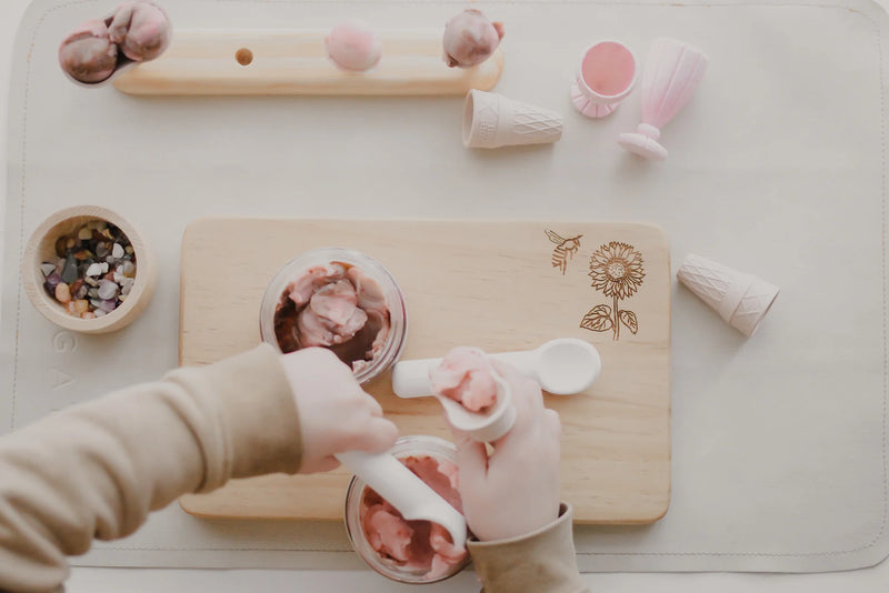 Wooden Ice Cream Cone Stand 4 Hole by Beadiebug Playdough Sand Toys Art and Craft for Kids