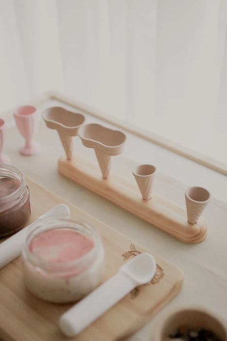 Wooden Ice Cream Cone Stand 4-Hole by Beadiebug