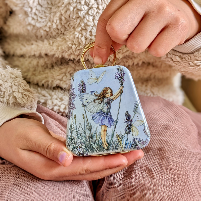 Flower Fairies Mini Tin Handbag with Handle 6.5x 6.6x 3.4 (LWH) Best Seller Fairy Unicorn and Castle Theme Most Loved in Store 3yrs+