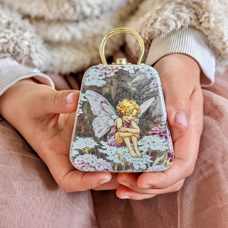 Flower Fairies Mini Tin Handbag with Handle 6.5x 6.6x 3.4 (LWH) Best Seller Fairy Unicorn and Castle Theme Most Loved in Store 3yrs+