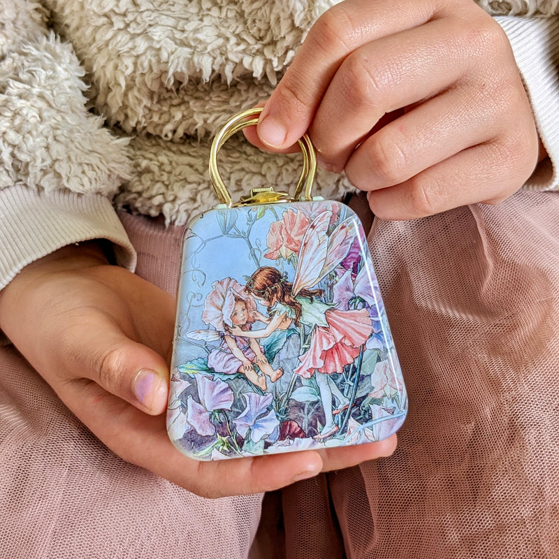Flower Fairies Mini Tin Handbag with Handle 6.5x 6.6x 3.4 (LWH) Best Seller Fairy Unicorn and Castle Theme Most Loved in Store 3yrs+