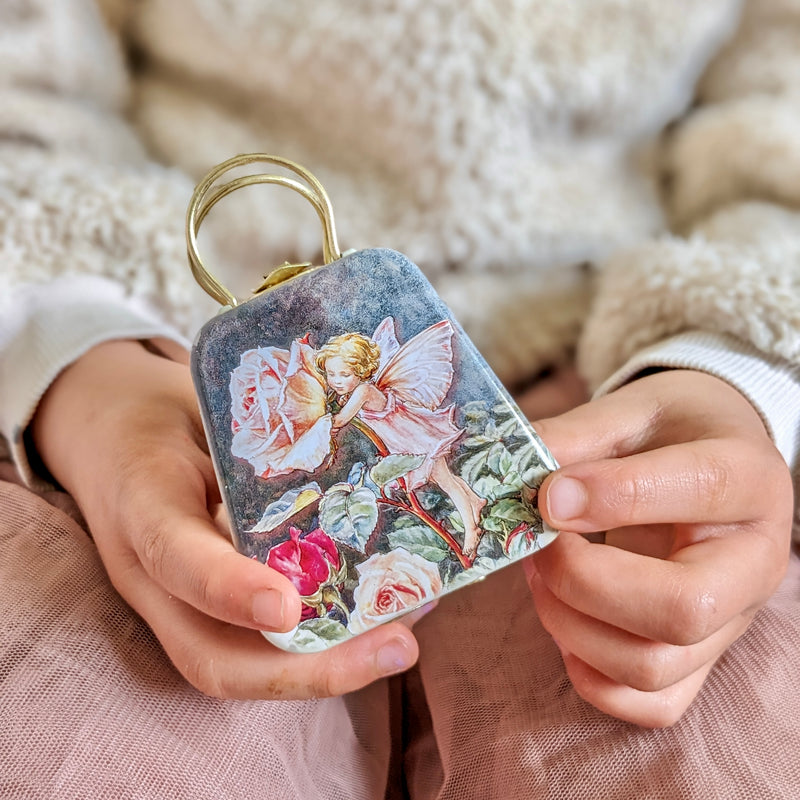 Flower Fairies Mini Tin Handbag with Handle 6.5x 6.6x 3.4 (LWH) Best Seller Fairy Unicorn and Castle Theme Most Loved in Store 3yrs+