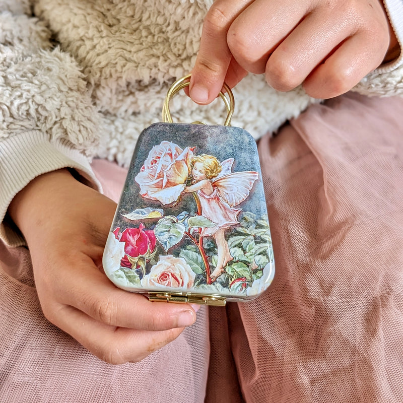 Flower Fairies Mini Tin Handbag with Handle 6.5x 6.6x 3.4 (LWH) Best Seller Fairy Unicorn and Castle Theme Most Loved in Store 3yrs+