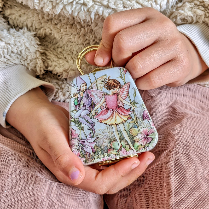 Flower Fairies Mini Tin Handbag with Handle 6.5x 6.6x 3.4 (LWH) Best Seller Fairy Unicorn and Castle Theme Most Loved in Store 3yrs+