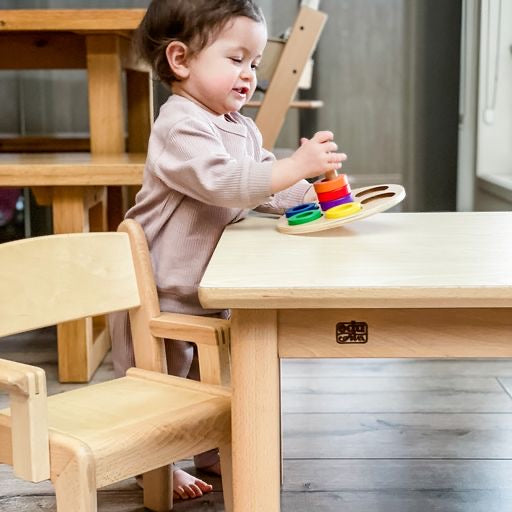Montessori Kids Furniture My First Table And Chair Set (10 - 30 mth) Armchair Beechwood - Table 80 x 60 x 40(H)cm, Chair 21cm(H)