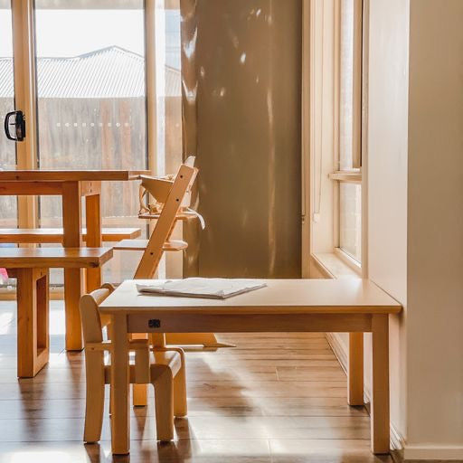 Montessori Kids Furniture My First Table And Chair Set (10 - 30 mth) Armchair Beechwood - Table 80 x 60 x 40(H)cm, Chair 21cm(H)