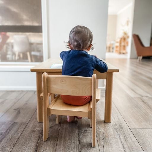 Montessori Kids Furniture Best Seller Toddler Table And Chair Set (12m - 3 yrs) ARMCHAIR Beechwood - Table 80 x 60 x 46(H)cm, Chair 26cm(H) (PREORDER FEB 2026)
