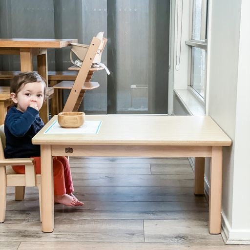 Montessori Kids Furniture My First Table And Chair Set (10 - 30 mth) Armchair Beechwood - Table 80 x 60 x 40(H)cm, Chair 21cm(H)