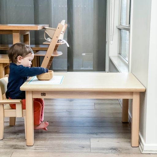 Montessori Kids Furniture My First Table And Chair Set (10 - 30 mth) Armchair Beechwood - Table 80 x 60 x 40(H)cm, Chair 21cm(H)