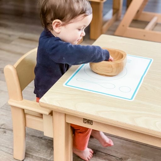Montessori Furniture My First TABLE SET (10 - 30 mth) Armchair Beechwood - Table 80 x 60 x 40(H)cm, Chair 21cm(H)