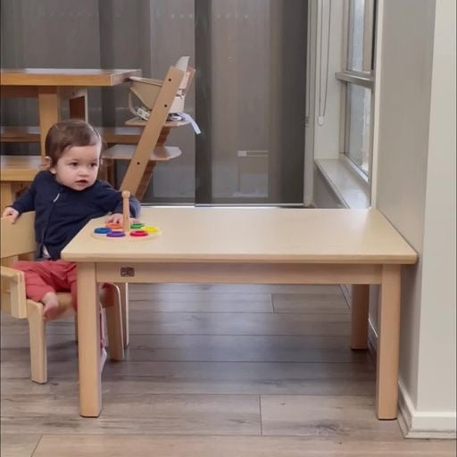 Montessori Kids Furniture My First Table And Chair Set (10 - 30 mth) Armchair Beechwood - Table 80 x 60 x 40(H)cm, Chair 21cm(H)