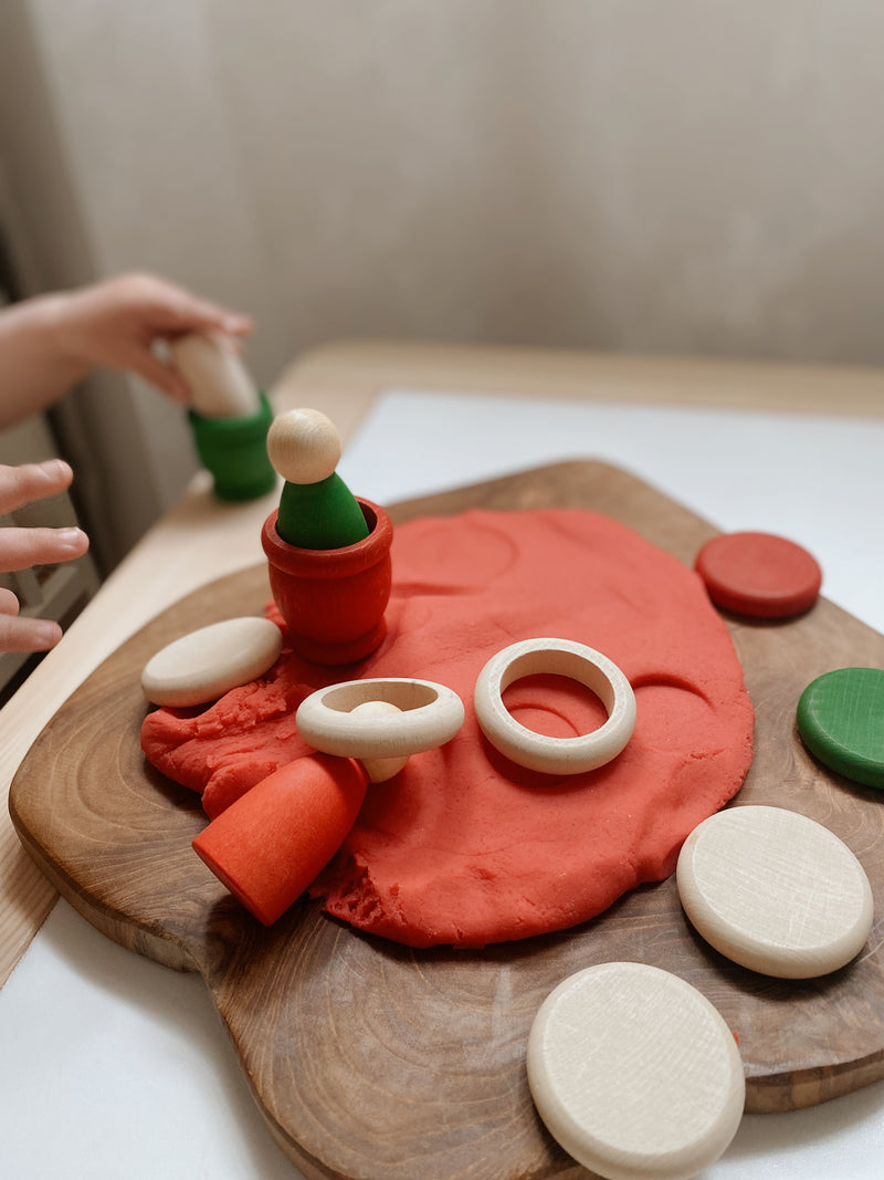 Papoose Natural Playdough Board Teak Wood Nature Play Tools Sensory Toys Best Seller 3yrs+