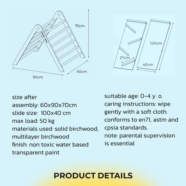 Wooden Climbing Gym Rainbow Triangle Set by Avdar Toys Kids Furniture for 18m+ (Furniture Shipping)