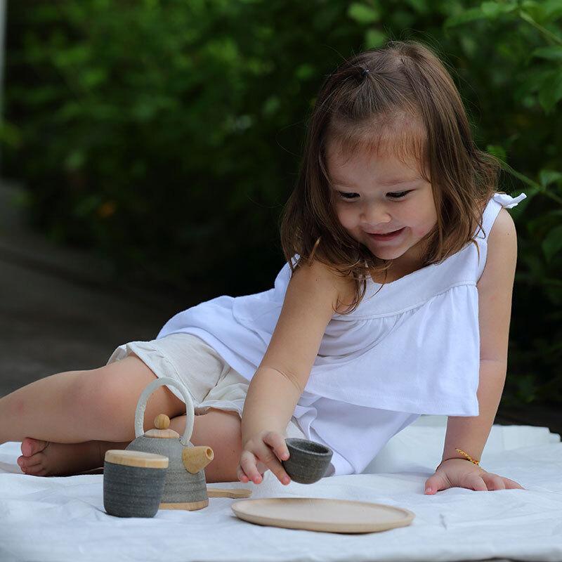 PlanToys Oriental Tea Set 6pcs Pretend Play Kitchen Developmental Toys for Toddlers Best Seller 2yrs+
