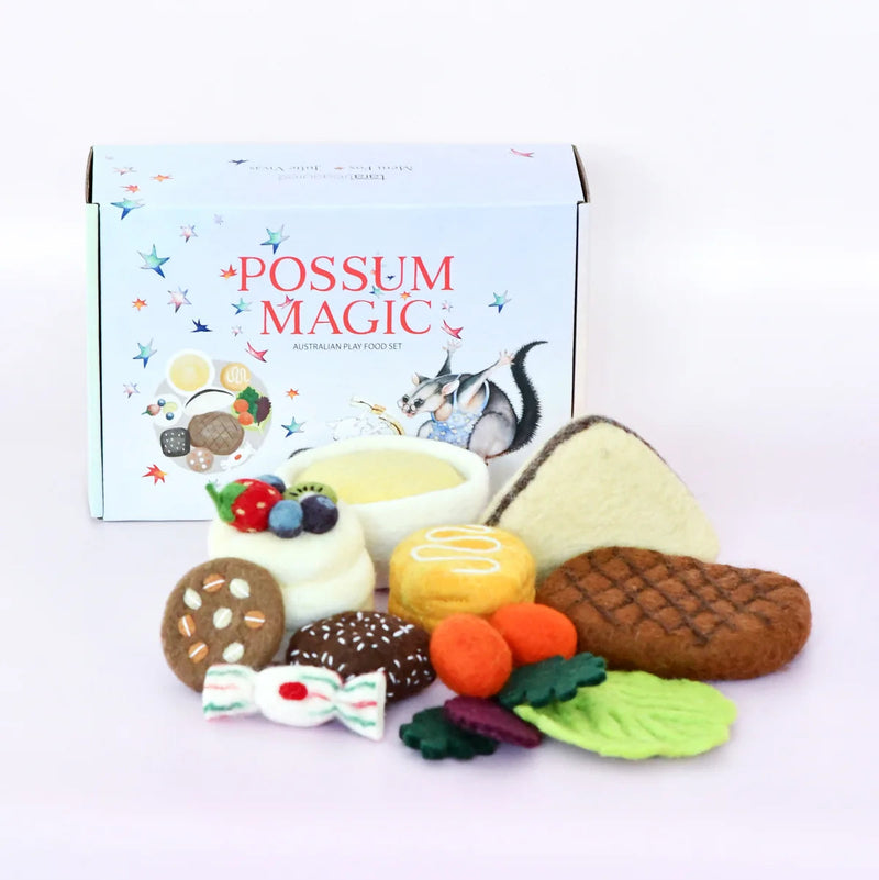 Tara Treasures Possum Magic Felt Australian Play Food Set 9pcs Pretend and Imaginative Play Kitchen Accessories 3yrs+