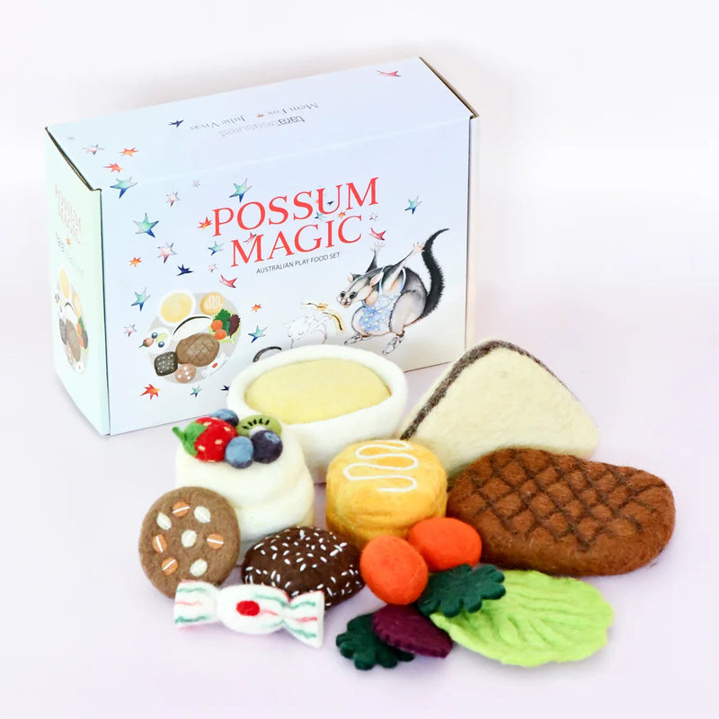 Tara Treasures Possum Magic Felt Australian Play Food Set 9pcs Pretend and Imaginative Play Kitchen Accessories 3yrs+