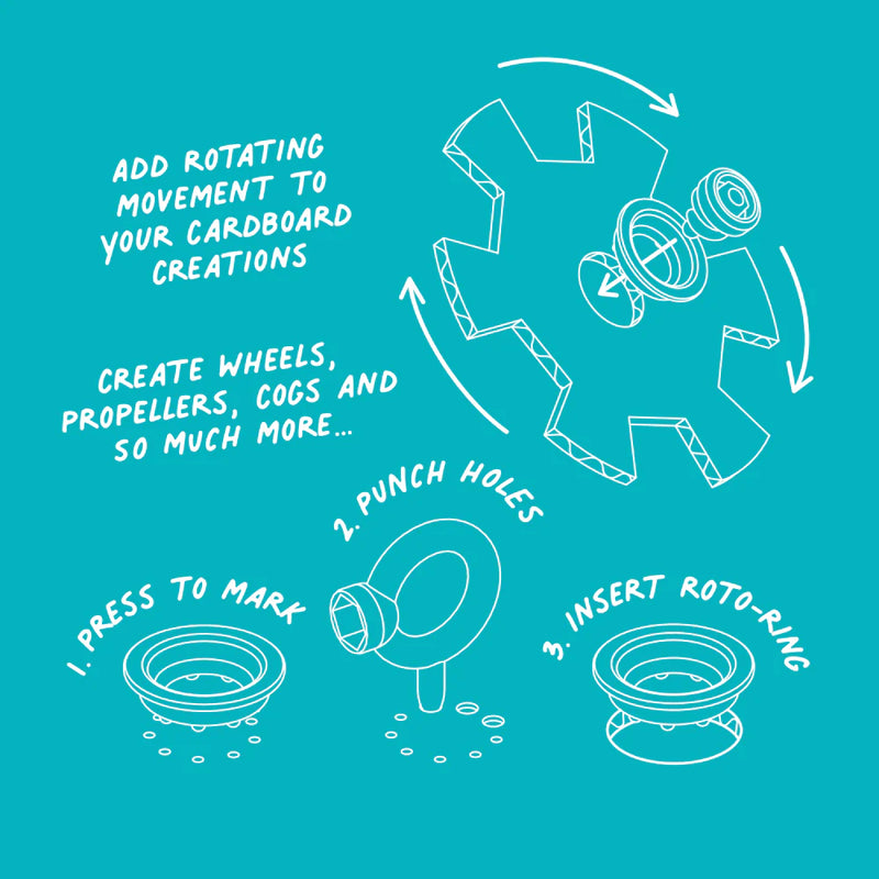 Makedo ROTO-RING Cardboard Construction Rotation Tool 16pc Art and Craft 5yrs+