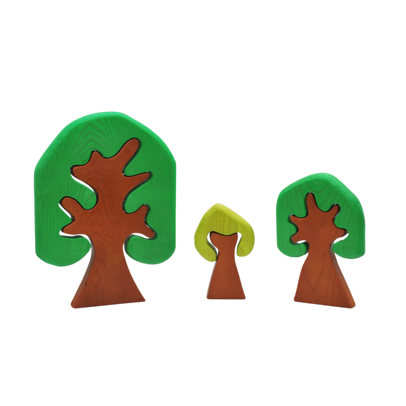 Qtoys Coloured Wooden Trees Set of 3 Pretend & Imaginative Play wooden Toys 2yrs+