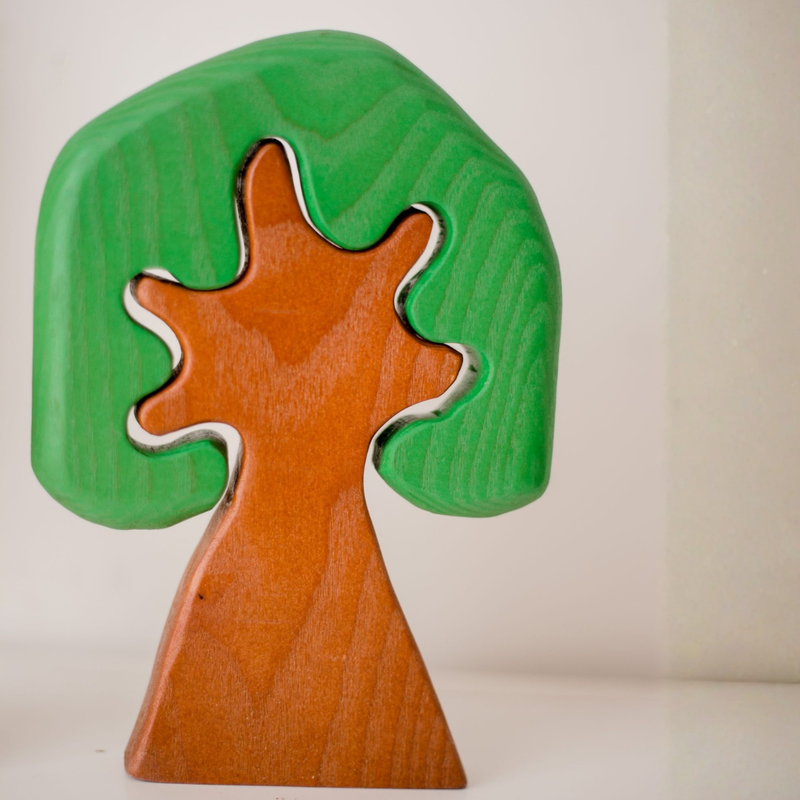 Qtoys Coloured Wooden Trees Set of 3 Pretend & Imaginative Play wooden Toys 2yrs+