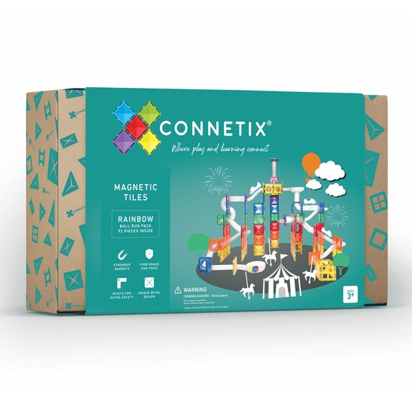Connetix Tiles Rainbow BEST SELLER BUNDLE Creative Pack 102 Piece + Ball Run 92 Piece 3yrs+