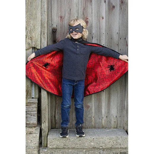 Reversible Spider Man and Bat Man Cape with Matching Mask Size 4-6 by Great Pretenders Costumes Best Seller  3yrs+