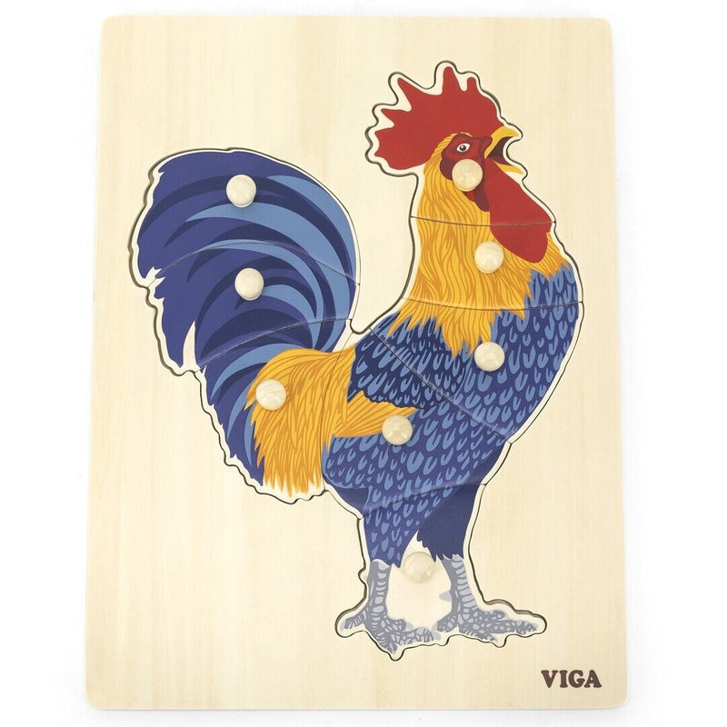 Viga Toys Montessori Wooden Rooster Knob Puzzle 8pcs Developmental Toys Baby Toys 18m+