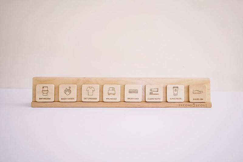 Second Scout Wooden ROUTINE Planner Helper Wooden Magnetic Tiles Developmental for Toddlers Gift Idea Best Seller 3yrs+