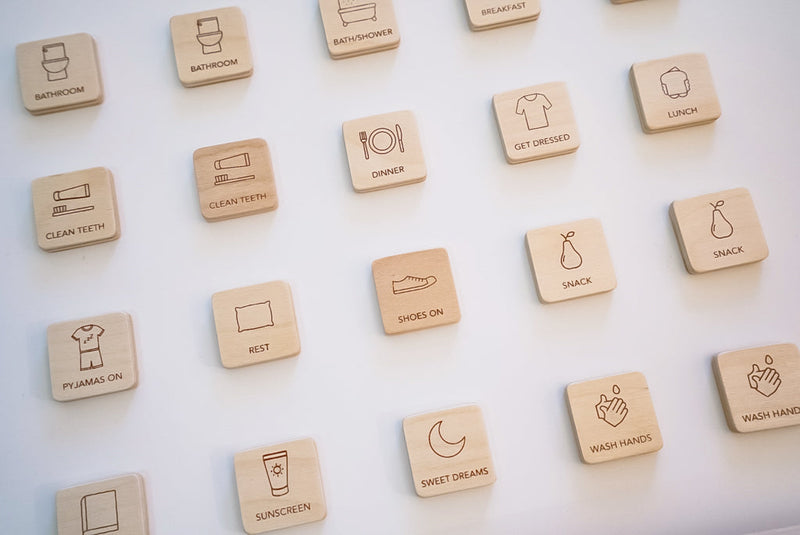 Second Scout Wooden ROUTINE Planner Helper Wooden Magnetic Tiles Developmental for Toddlers Gift Idea Best Seller 3yrs+