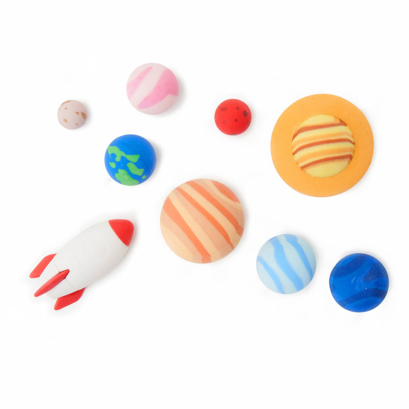 Solar System Set of 9 Erasers Stationary Art and craft for kids Early Science Space Toys 3yrs+