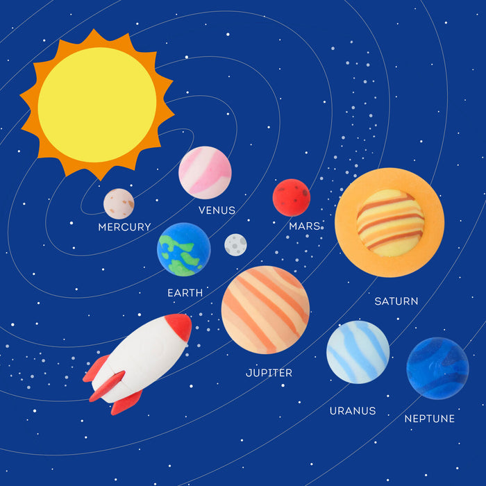 Solar System Set of 9 Erasers