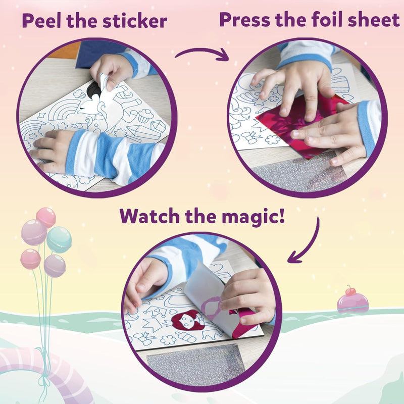 Skillmatics Foil Fun Unicorns & Princesses No Mess Art Kit Art and Craft for Kids Fairy Unicorn and Castle Theme 4yrs+