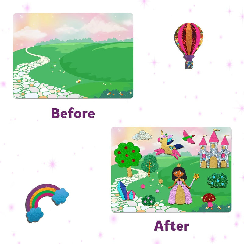 Skillmatics Foil Fun Unicorns & Princesses No Mess Art Kit Art and Craft for Kids Fairy Unicorn and Castle Theme 4yrs+