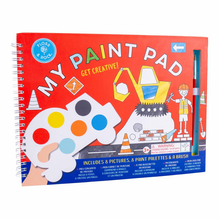 Paint Pad with 8 Paint Palettes and 1 Brush - Construction 3yrs+