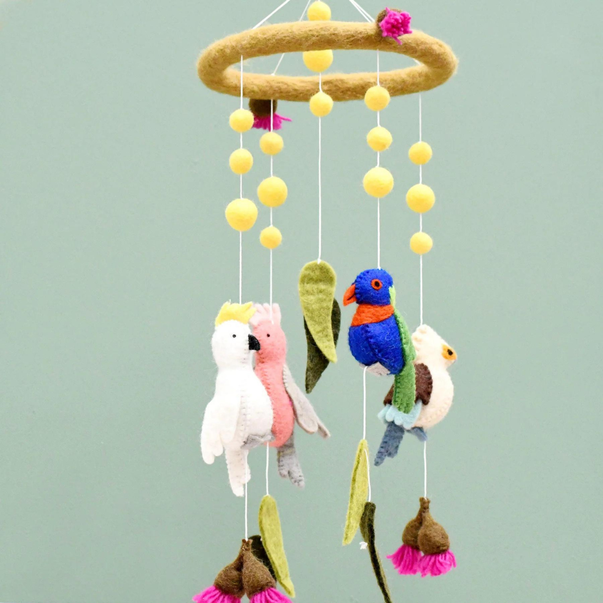 Tara Treasures Felt Australian Birds Baby Nursery Cot Mobile