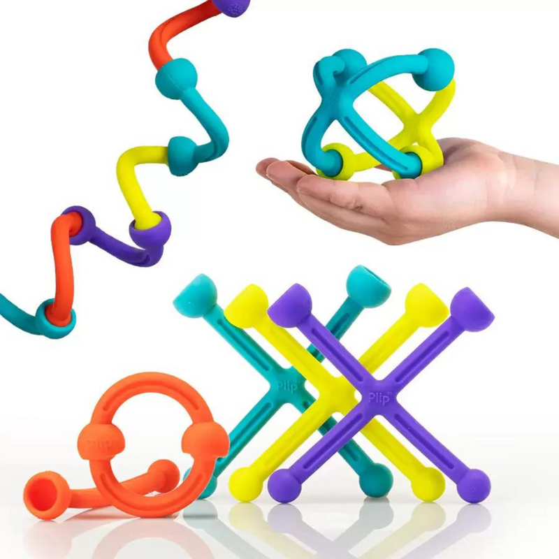 Fat Brain Toys Plip Kit Pop It 46pcs Silicone in 3 Shapes Arches Sticks and XS Travel Fidget Toys Sensory Toys Best Seller 5yrs+