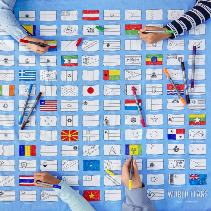 World Flags Colour And Learn Tablecloth