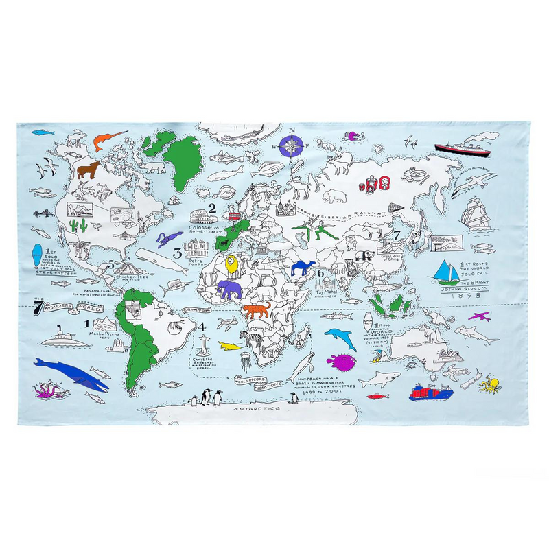 World Map Colour And Learn Tablecloth by Eat Sleep Doodle Art and craft for kids Best Seller 3yrs+