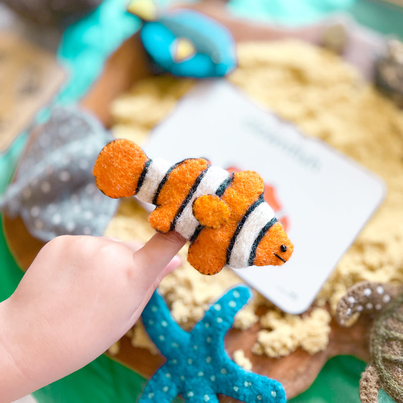 Tara Treasures Felt Australian Coral Reef Finger Puppet Set of 5 Australian Ocean Animals Pretend & Imaginative Play Toys 3yrs+
