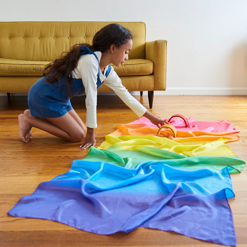 Sarah’s Silks Giant Rainbow Playsilks 178 x 89cm 100% Silk Natural Waldorf Toys 0m+