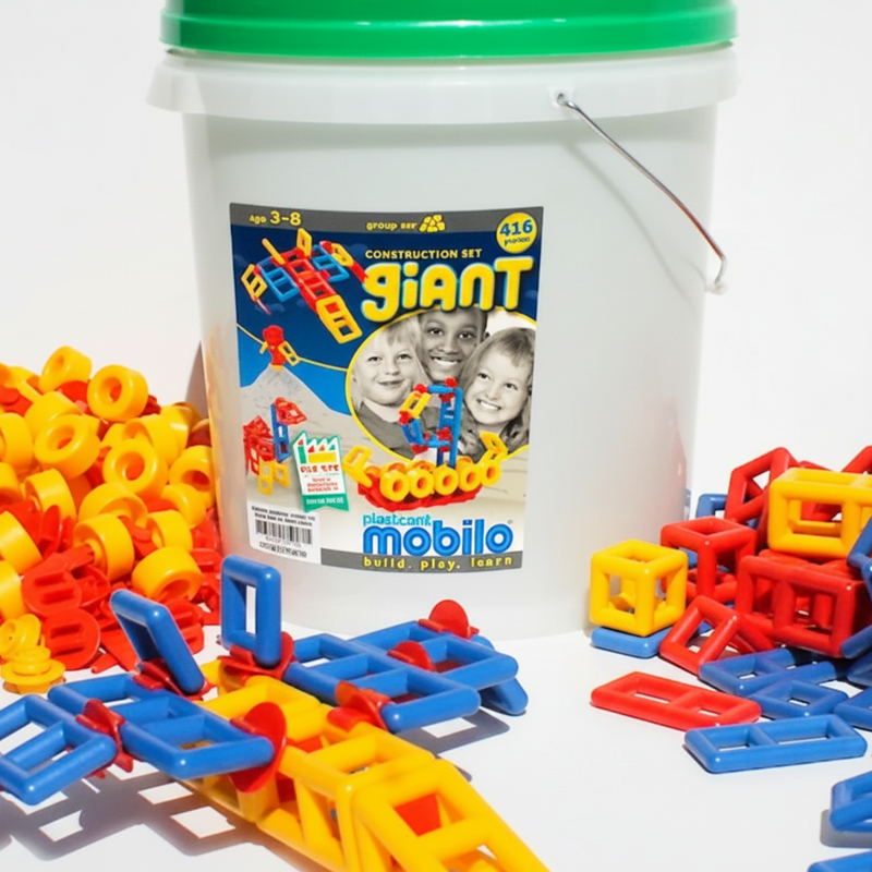 Mobilo Giant Bucket building and construction toys for group of children 4 connector packs + 4 Geo packs 3yrs+ (Bulky Shipping)