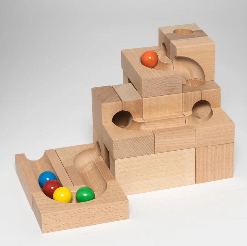 KADEN Marble Run S Classic Early Science STEM Toys Marble Run Game Wooden Building Blocks 3yrs+