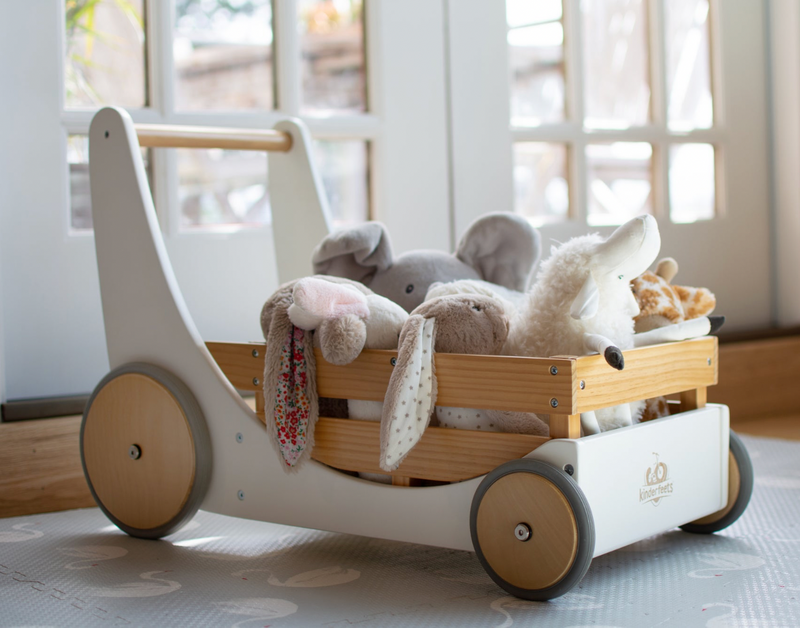 Kinderfeets Cargo Walker White and Timber Baby Toys 12m+ (Bulky Shipping)