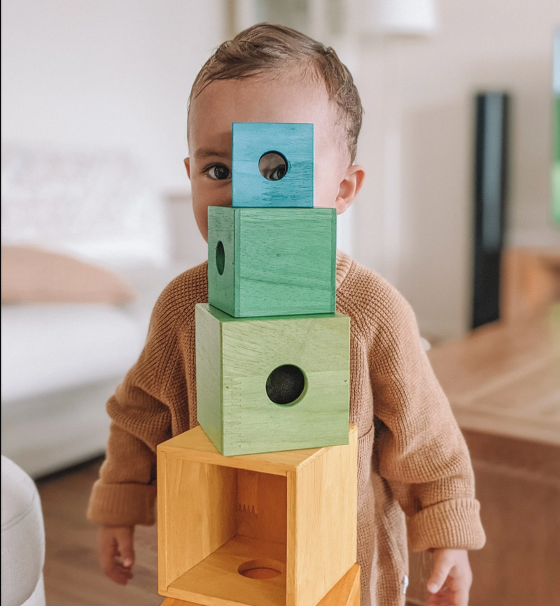 Qtoys Nesting Boxes in Rainbow color Solid Extra Large Developmental Toys for Toddlers 18m+